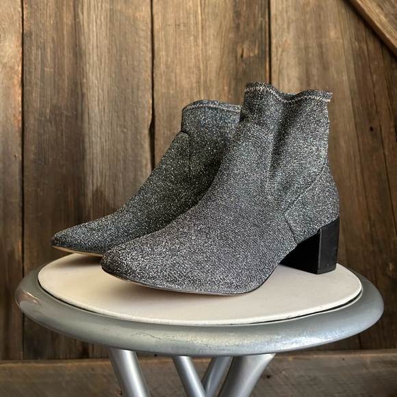 Urban Outfitters Metallic Sock Booties Boots - Picture 1 of 7